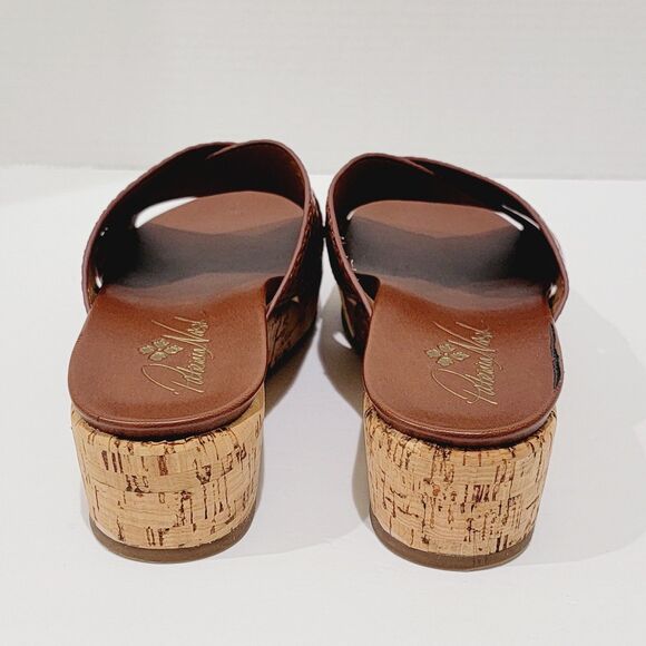 Patricia Nash Sandals Womens Size 8.5 M Luca Leather Slide Wedge Cognac Heels - Picture 8 of 16